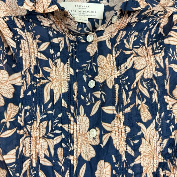 Birds of Paradis Trovata Gemma Blouse Paloma Floral Puff Sleeve Ruffled XS Top - Picture 4 of 12